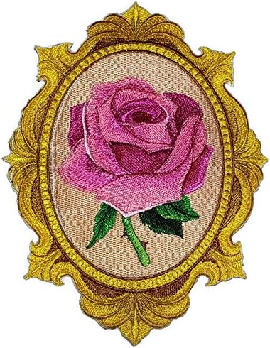 ורד רומנטי מותאם אישית [ורד הוא קמיע ורד] ברזל רקום על תיקון/תפירה [7.5 5.9] [תוצרת ארהב]